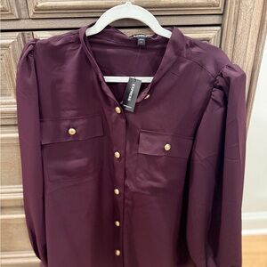 Express Women's Button Down Shirt in Deep Burgundy